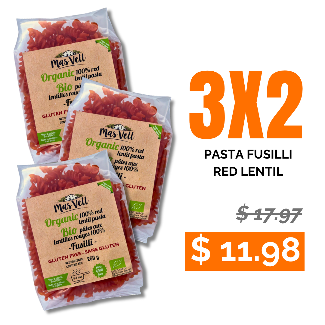 3x2 Pack - Organic Fusilli Red Lentil Pasta