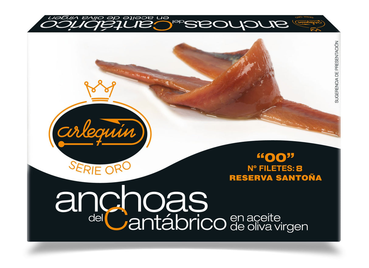 Anchois de Cantabrie à l'huile d'olive "00" Série Gold - Anchoa Cantábrica Arlequín, 120g