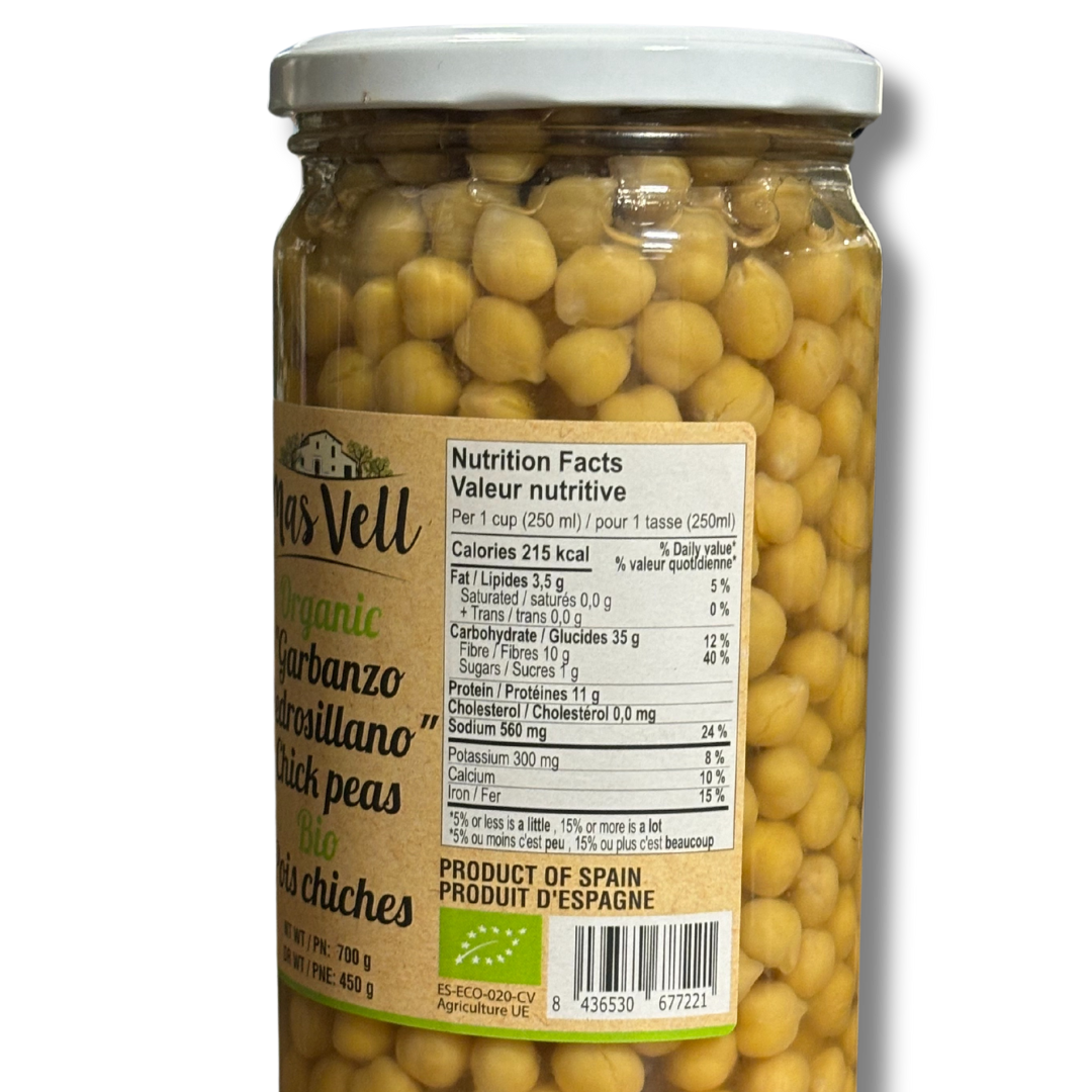 Pois chiches Pedrosillano bio Mas Vell en saumure, 700 g