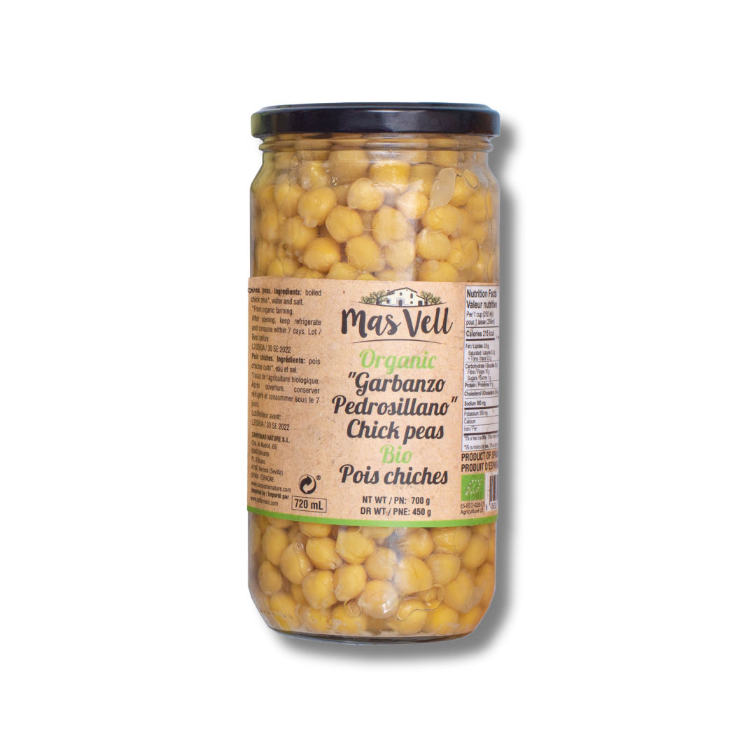 Pois chiches Pedrosillano bio Mas Vell en saumure, 700 g