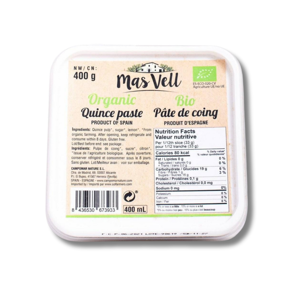 Mas Vell organic quince paste (membrillo), 400 g - Solfarmers