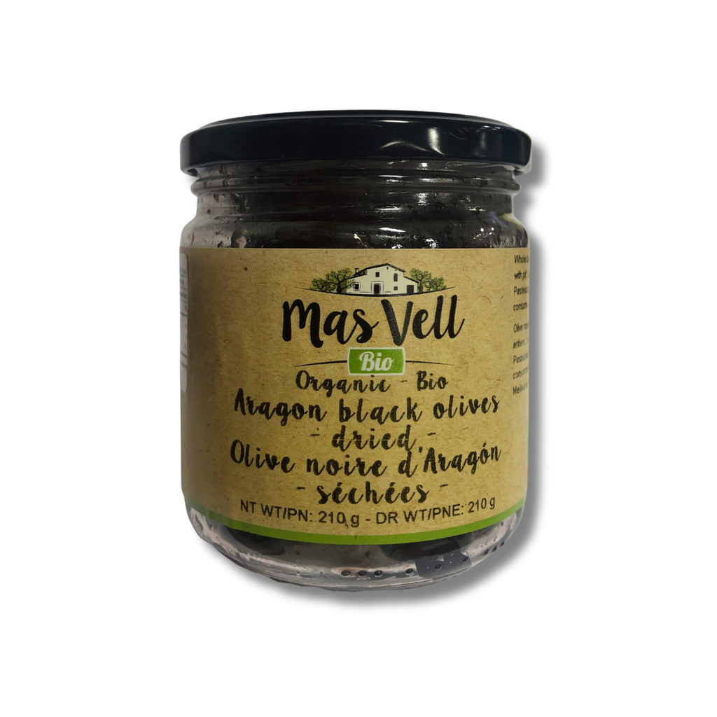 Mas Vell Organic Empeltre Sun-Dried Black Olives from Aragon 370 ML - Solfarmers