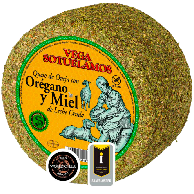 Sheep Milk Cheese covered with Honey and Oregano - Queso Oveja Miel Oregano. Vega Mancha, 250g