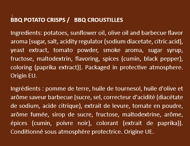 Chips de pommes de terre Inessence Barbecue BBQ 125 gr