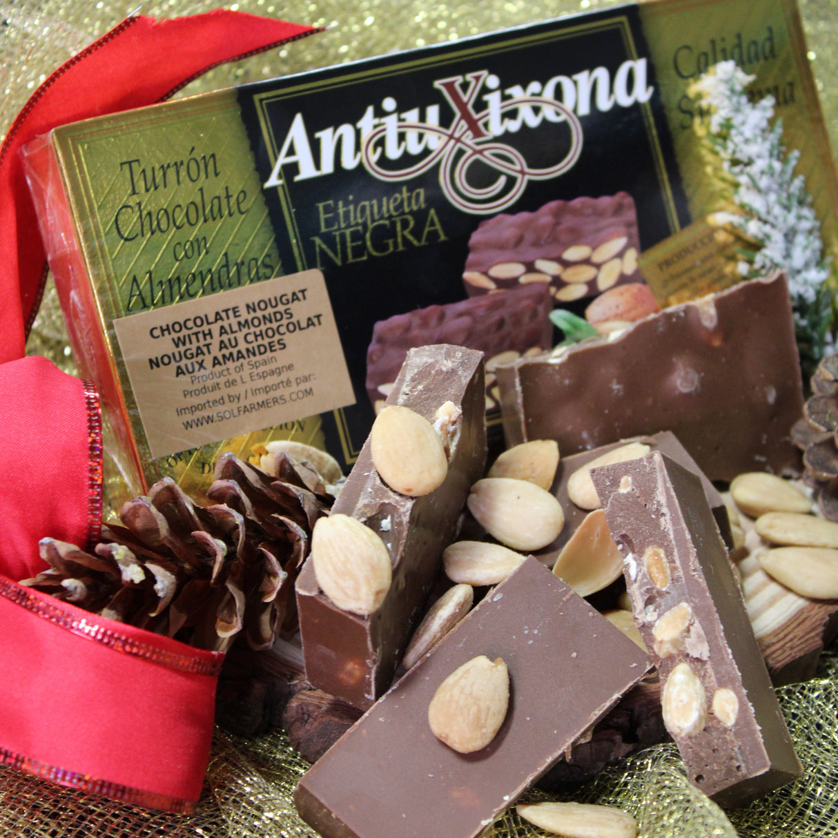 Chocolate with Almonds Nougat - Turron Chocolate Almendras. AntiuXixona, 200g