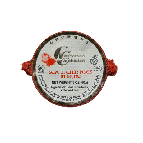 Premium natural sea urchin roes, an exquisite Spanish delicacy offering a rich Mediterranean flavor by Conservas de Cambados.